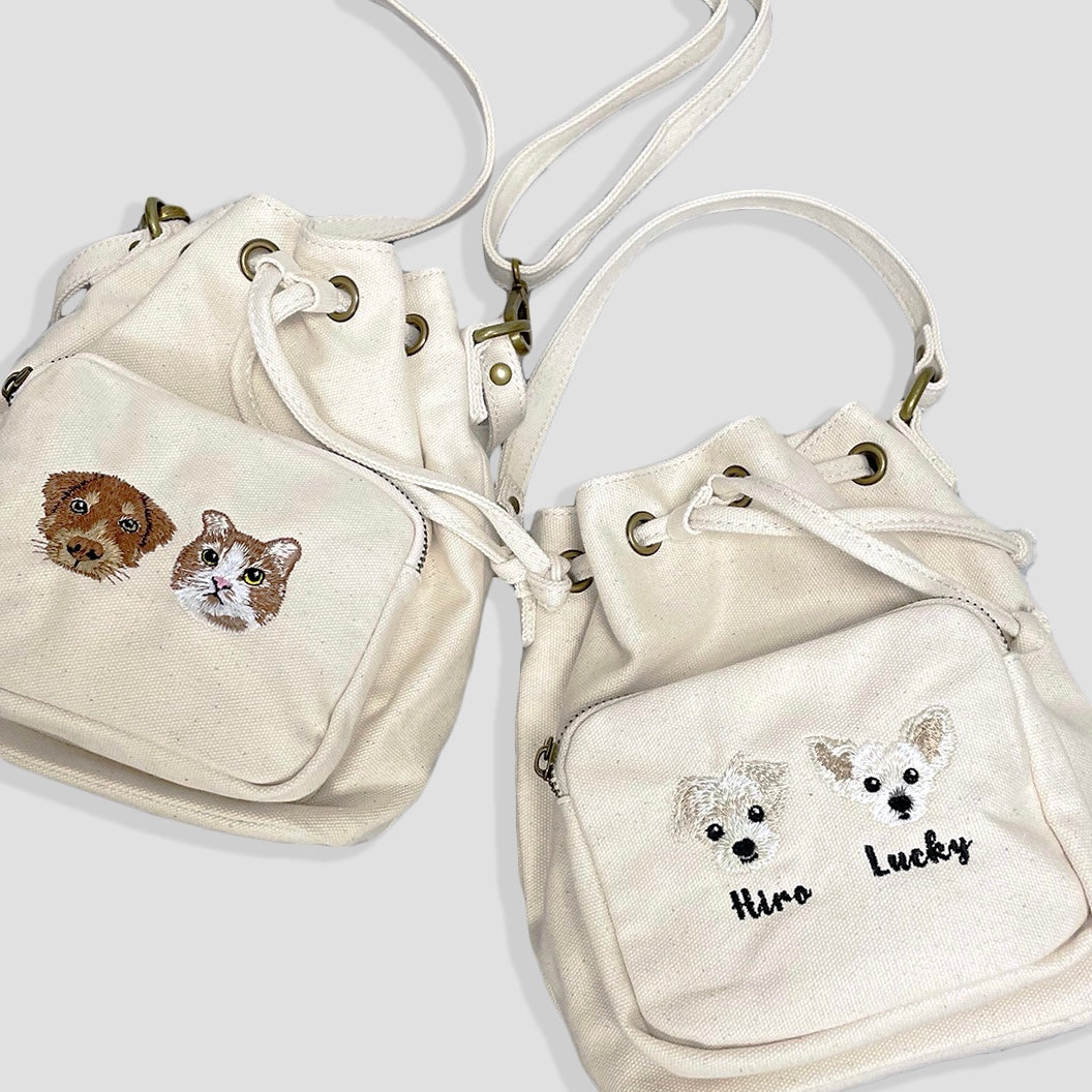 [Customization] Customized Animal Embroidery Canvas Bucket Bag